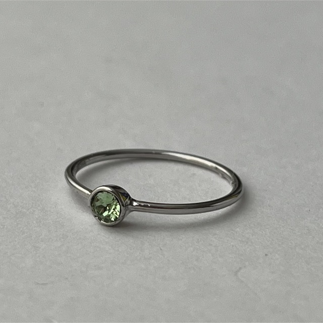 【10号】一粒指輪 リング 3ミリ 黄緑 ハンドメイドのアクセサリー(リング)の商品写真