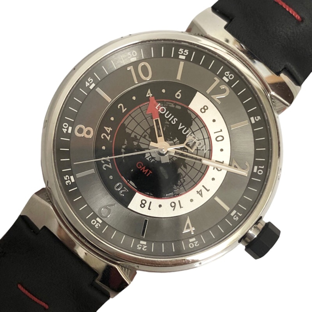 ルイ・ヴィトン LOUIS VUITTON タンブール グラファイトGMT Q1D30 グレー ステンレススチール SS 自動巻き メンズ 腕時計
