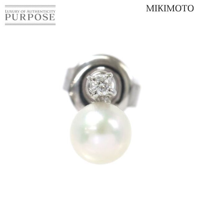 ミキモト MIKIMOTO アコヤ真珠 5.4mm ダイヤ ピアス K18 WG ホワイト