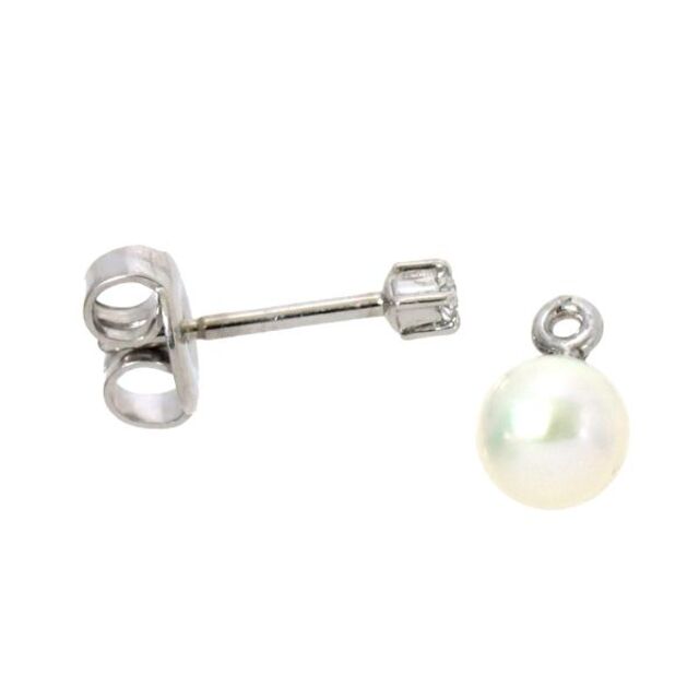 MIKIMOTO - ミキモト MIKIMOTO アコヤ真珠 5.4mm ダイヤ ピアス K18 WG ...