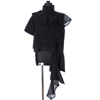 サカイ(sacai)のサカイ sacai アシンメトリー ドッキングシャツ ブラウス 1 ブラック 黒(シャツ/ブラウス(半袖/袖なし))