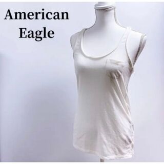 アメリカンイーグル(American Eagle)のAmerican Eagleアメリカンイーグル麻混胸ポケット無地タンクトップ白(タンクトップ)
