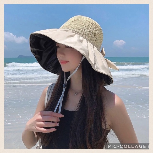 オフホワイト レディース 日よけ帽子 ハット 紫外線対策 UVカット 日焼け防止 レディースの帽子(ハット)の商品写真