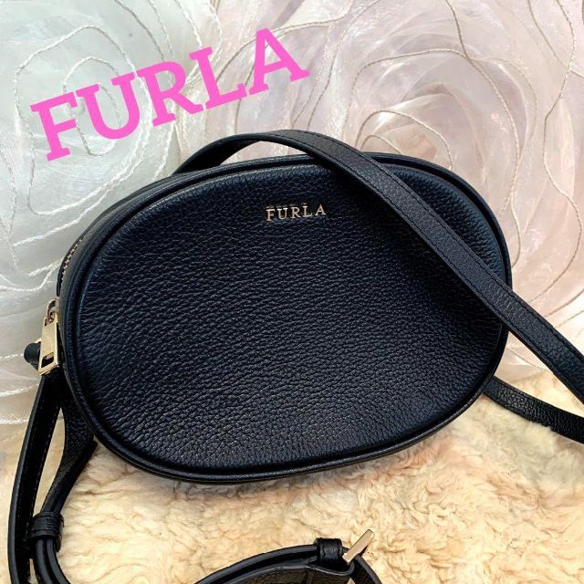 ☆新品同様☆FURLA フルラ ミニショルダーバッグ ポシェット レザー 黒 ...