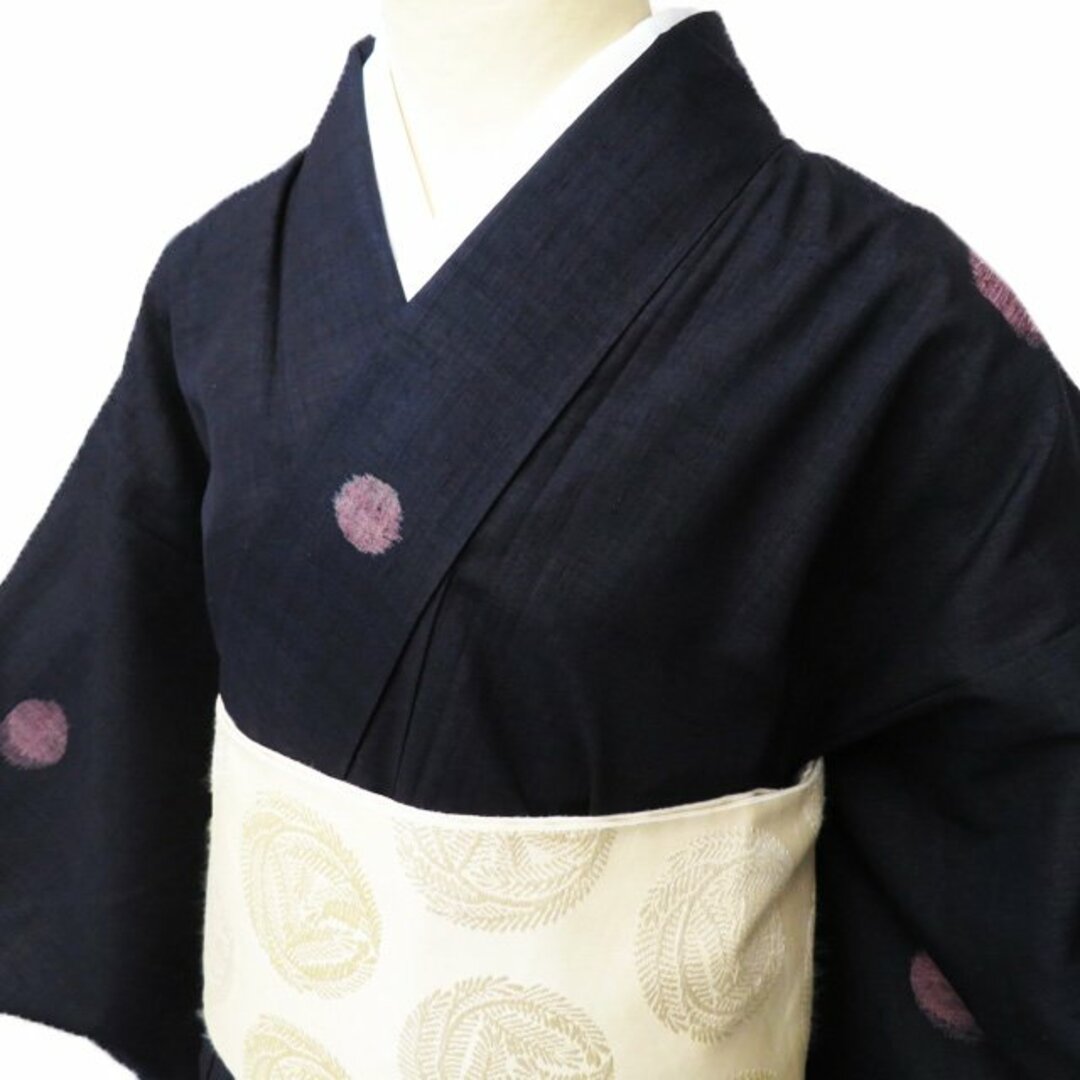 紬 着物 単衣 烏羽色 身丈154.5cm 裄64.5cm A855-3着物