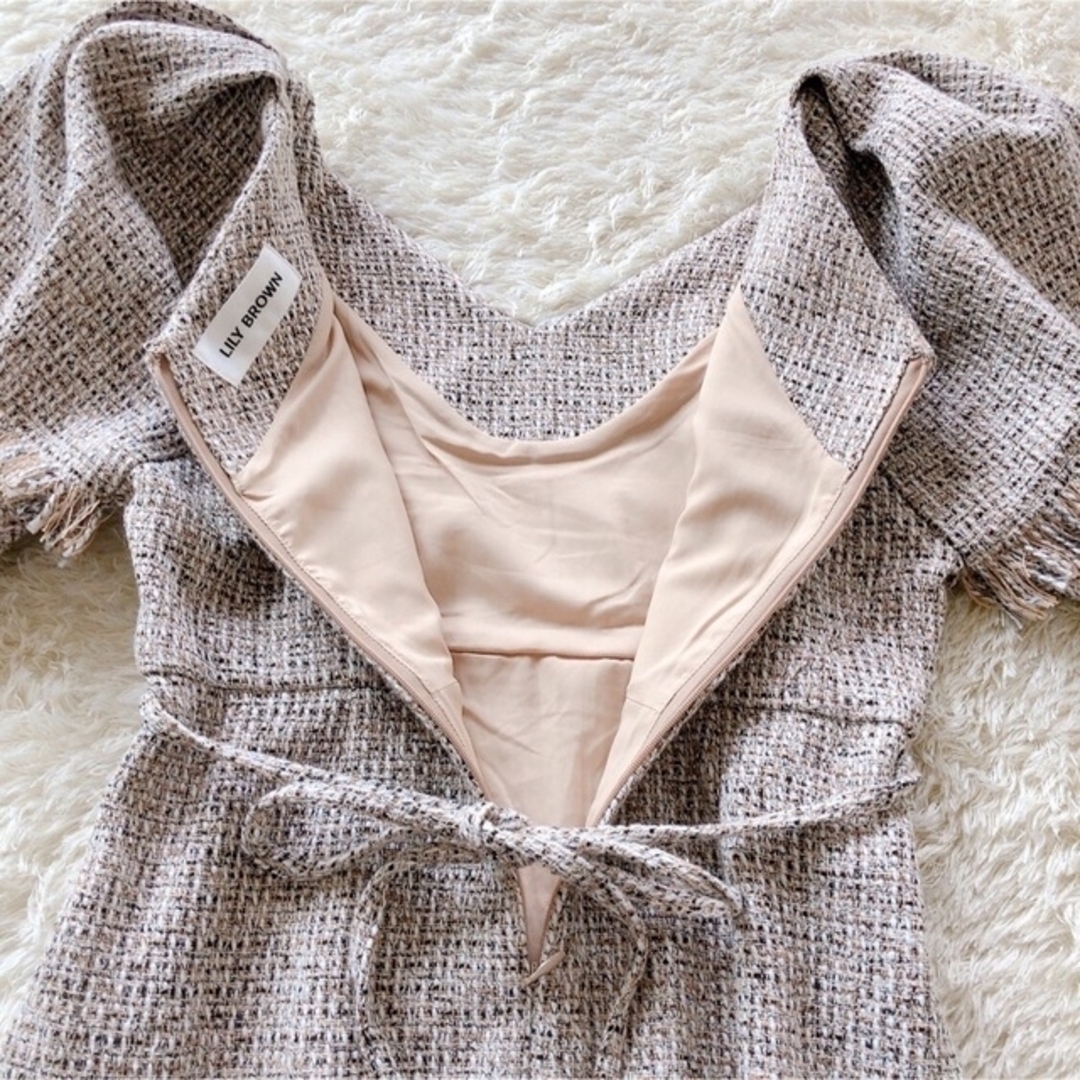Lily Brown ツイードワンピース キャメル 1