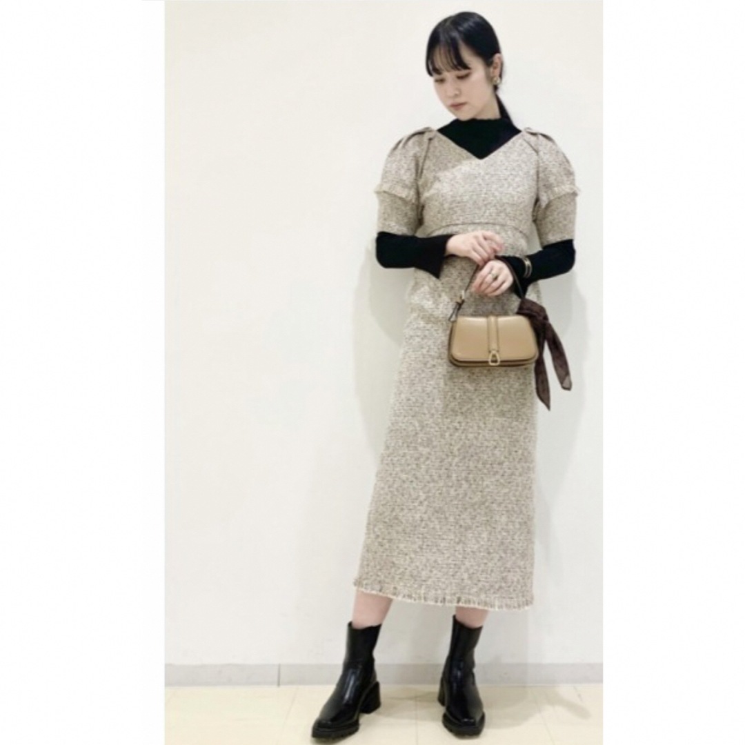 Lily Brown ツイードワンピース キャメル 1