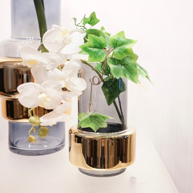 本店は 造花付き フラワーベース/ガラス/新品/2個セット/造花付き