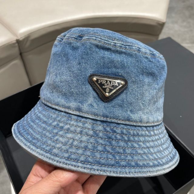 人気品PRADA プラダ デニム バケットハット M 【予約受付中