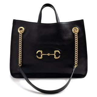 グッチ(Gucci)のグッチ ホースビット 1955 2WAY チェーン ミディアム トート ハンドバッグ カーフスキン レザー ブラック 黒 621144 GUCCI（新品・未使用品）(トートバッグ)