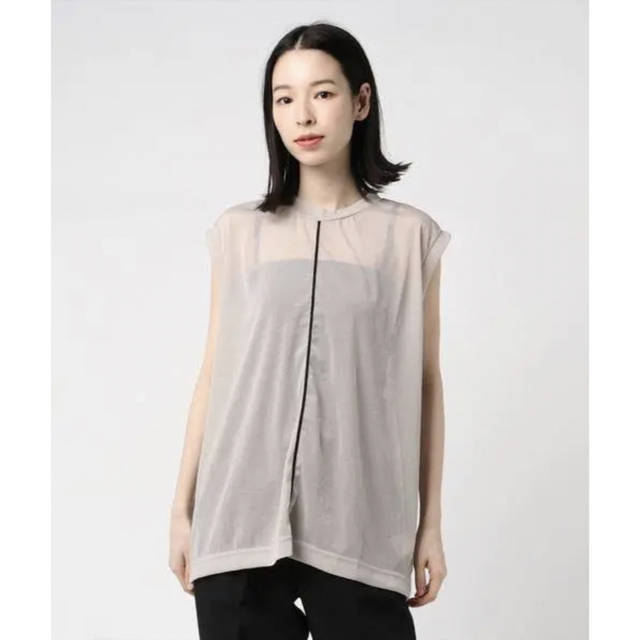 clane COLOR LINE SHEER NO SLEEVE TOPS