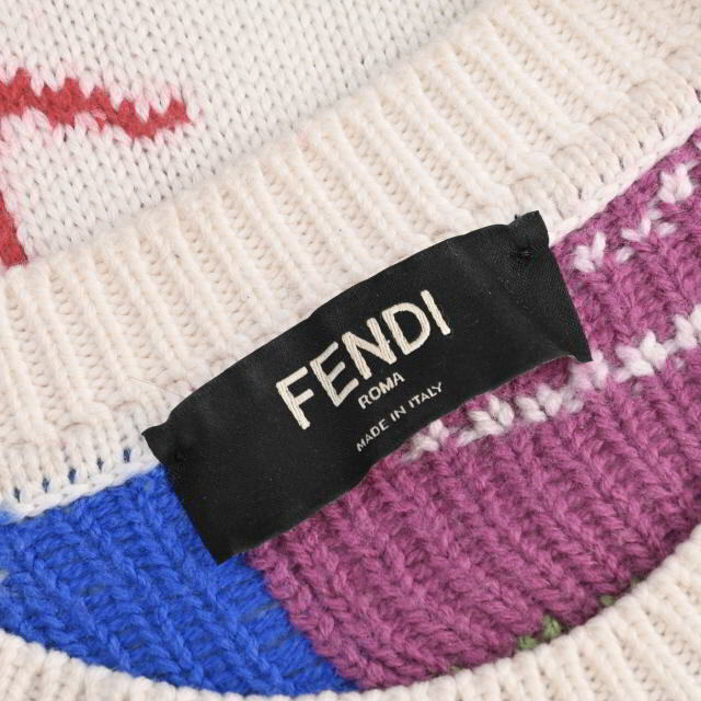 未使用 FENDI フェンディ ラバーロゴ ニット セーター ホワイト