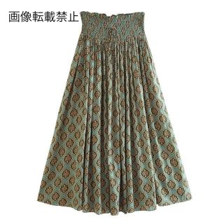 🎀4月新作🛍️11148◇vintage レトロ 柄 ロング フレアスカート(ロングスカート)