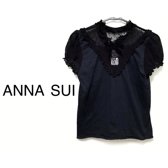 DOLLY GIRL BY ANNA SUI(ドーリーガールバイアナスイ)のANNA SUI【美品】リボン チョーカー 半袖 ブラウス カットソー レディースのトップス(カットソー(半袖/袖なし))の商品写真