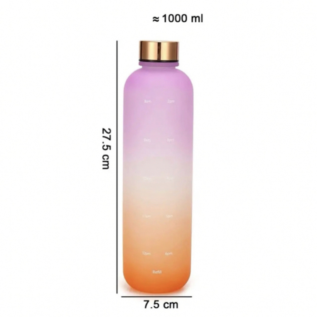 1ℓ水筒　グリーンピンク　1リットル　メモリ付き タイム ウォーターボトル　水筒 インテリア/住まい/日用品のキッチン/食器(その他)の商品写真