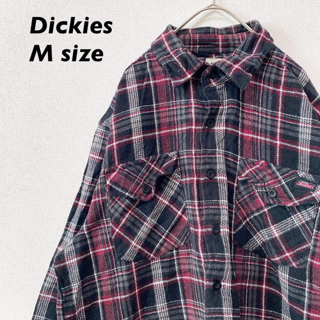 Dickies(ディッキーズ)のディッキーズ　長袖シャツ　ネルシャツ　チェック　ロゴ入り　男女兼用　Mサイズ メンズのトップス(シャツ)の商品写真