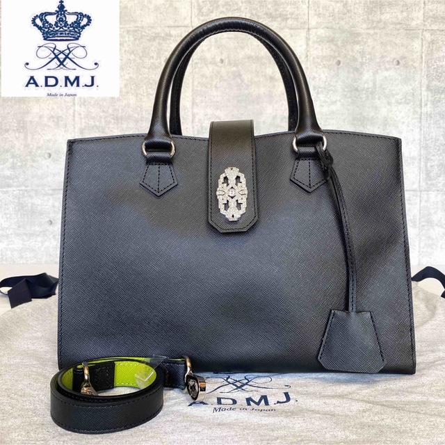 2305-34|極美品|A.D.M.J. アールデコ 2WAYバッグ ブラック-