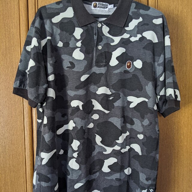 A Bathing Ape 迷彩 カモフラ ポロシャツ 灰色 グレー L エイプ 超格安