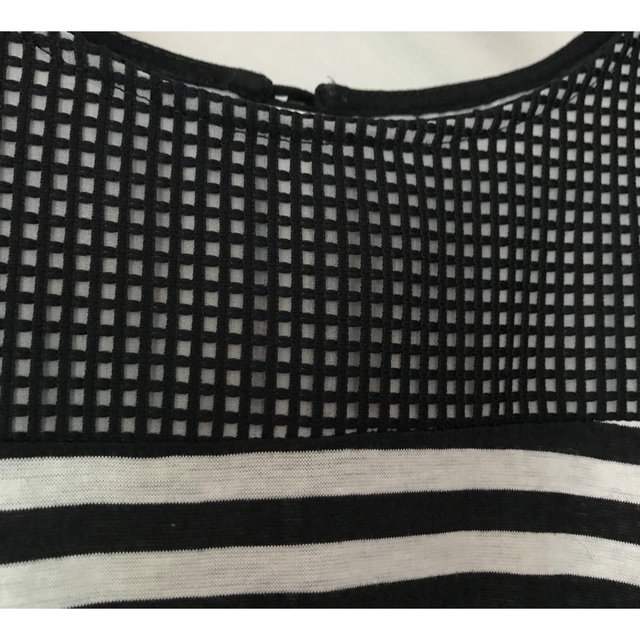 HAN AHN SOON(ハンアンスン)のハンアンスン・上質・ワンピース・ミドルとロングの間・白×黒・ボーダー・サイズF レディースのワンピース(ロングワンピース/マキシワンピース)の商品写真