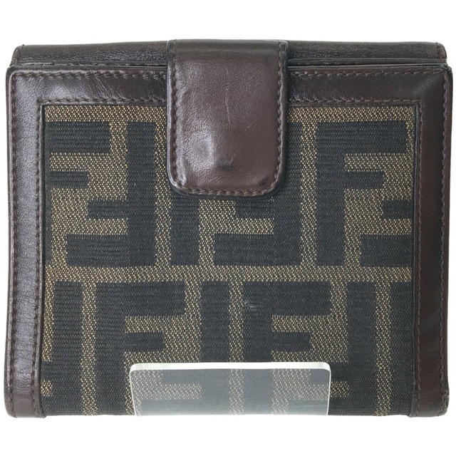 ▼▼FENDI フェンディ レディース 二つ折り財布 ズッカ Wホック ブラウン