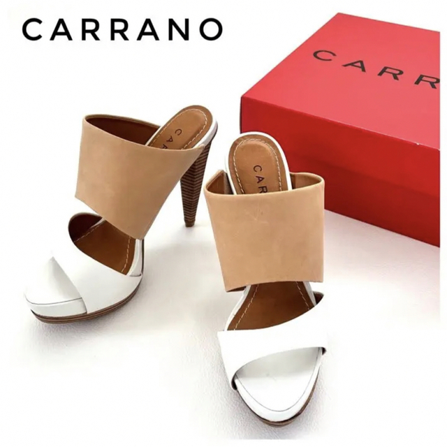 CARRANO(カラーノ)の新品✨CARRANO ミュール サンダル ヒール プラットフォーム ベージュ 白 レディースの靴/シューズ(ミュール)の商品写真