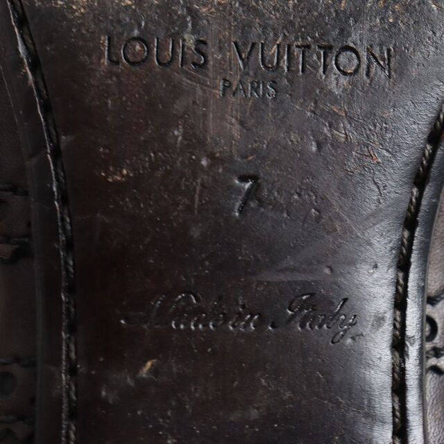 LOUIS VUITTON(ルイヴィトン)の【ドンドン見直し】良品◆ルイヴィトン ウイングチップ メダリオン フルブローグ レザーシューズ ダークブラウン イタリア製 7 メンズ メンズの靴/シューズ(ドレス/ビジネス)の商品写真