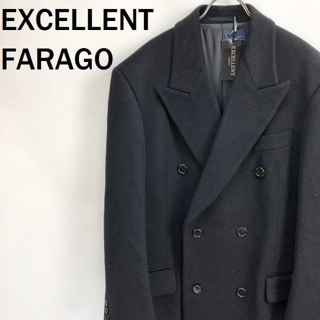 メンズXL◇EXCELLENT FARAGO◇カシミヤ混コート 黒