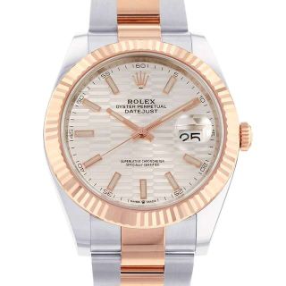 ロレックス(ROLEX)のロレックス デイトジャスト41 K18PGピンクゴールド ランダムシリアル 126331 ROLEX 腕時計 シルバーフルーテッド文字盤(腕時計(アナログ))