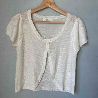 ロキエ(Lochie)のsummer knit cardigan white vintage(カーディガン)