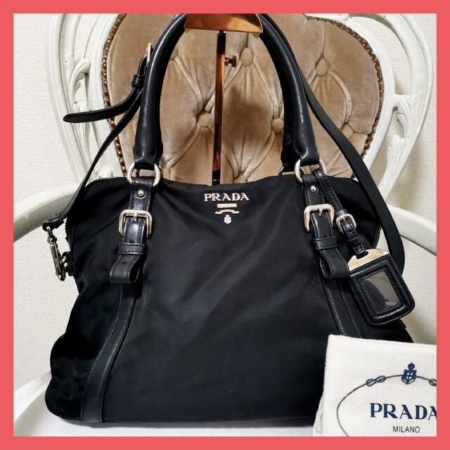 名入れ無料】 プラダPRADA2wayトートバッグショルダーバッグ 白タグ