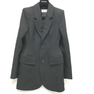 バレンシアガ(Balenciaga)のバレンシアガ BALENCIAGA ブラックベーシックジャケット 571278 シングル アパレル/肩パッド ジャケット コットン ブラック 新品同様(パーカー)