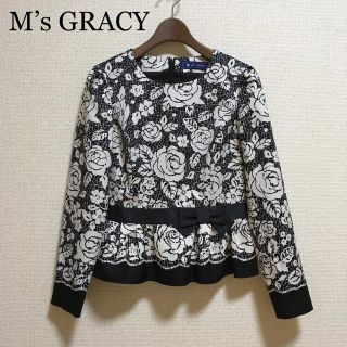 エムズグレイシー(M'S GRACY)の【超美品】エムズグレイシー 長袖トップス 薔薇 ウエストリボン 卒業 入学入園(シャツ/ブラウス(長袖/七分))