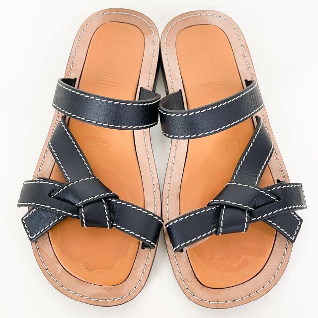 美品✨】 LOEWE ゲートノットフラットサンダル ブラック 37 | www