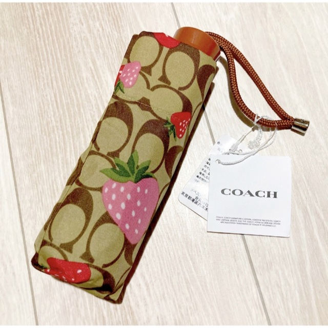 coach コーチ★新品 いちご シグネチャー柄 折りたたみ傘いちご柄