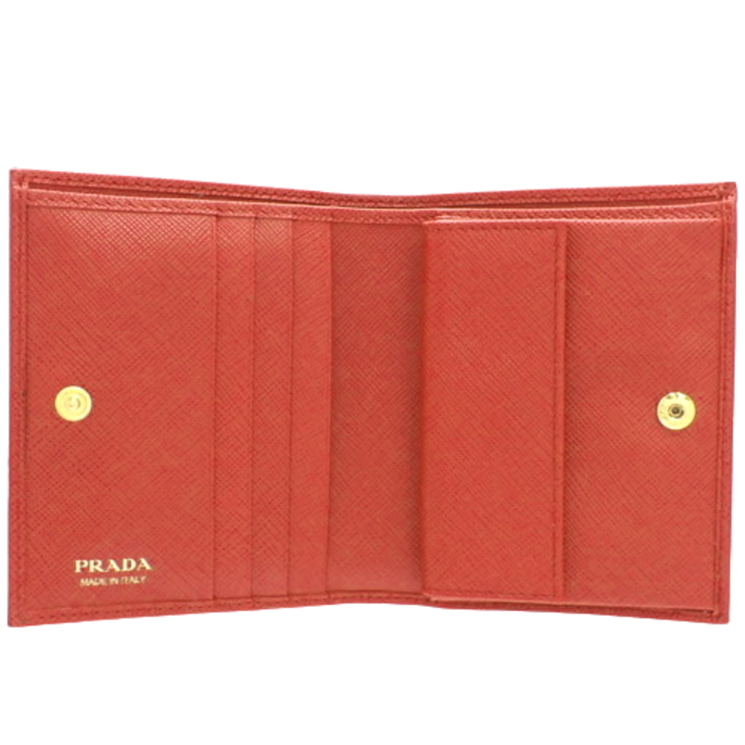 プラダコンパクト財布 ロゴ 二つ折り財布 サフィアーノレザー SAFFIANO METAL FUOCO レッド赤 40802054220
