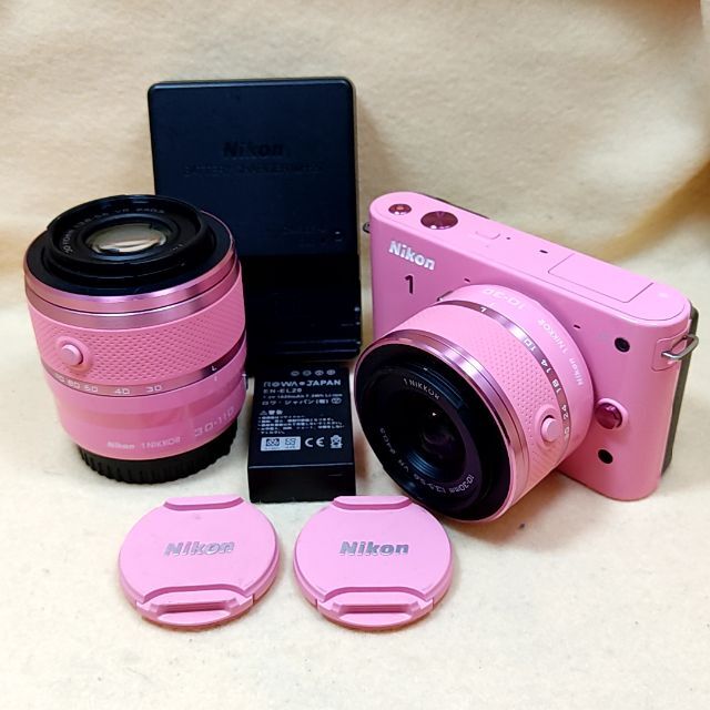 ☆希少☆ミラーレス Nikon 1 J1 ダブルズームキット ピンク 全国宅配