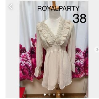 ロイヤルパーティー(ROYAL PARTY)の花柄レースシフォンワンピース　Rady.エミリアウィズ.ミシェルマカロンずき(ひざ丈ワンピース)