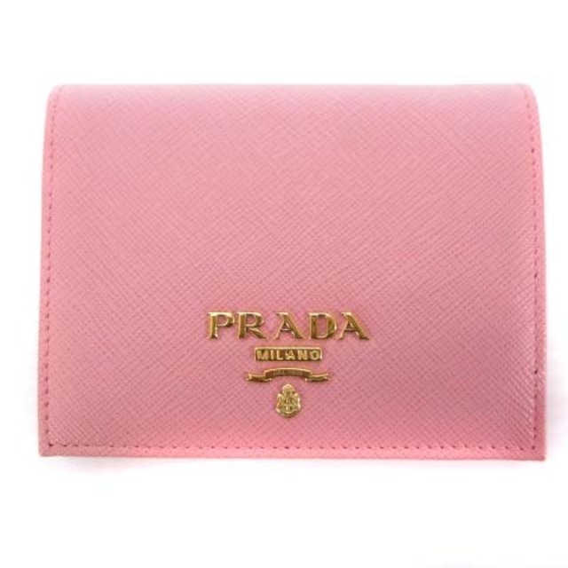 プラダ 1MV204 サフィアーノ 二つ折り財布 ミニ ウォレット ピンク