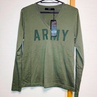 アズールバイマウジー(AZUL by moussy)の新品未使用品VネックTシャツ　カーキ(Tシャツ(長袖/七分))