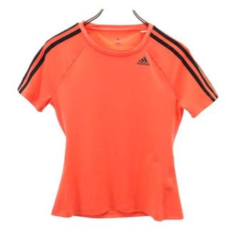 アディダス(adidas)のアディダス スポーツ ロゴ トレーニング Tシャツ M オレンジ系 adidas 3ライン レディース 【中古】  【230428】 メール便可(その他)