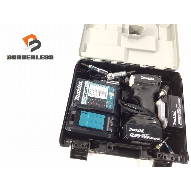 ☆品☆makita マキタ 18V 充電式インパクトドライバ TD172DRGXB 黒 バッテリー2個(18V 6.0Ah) 充電器 ケース ソケット付き 70802