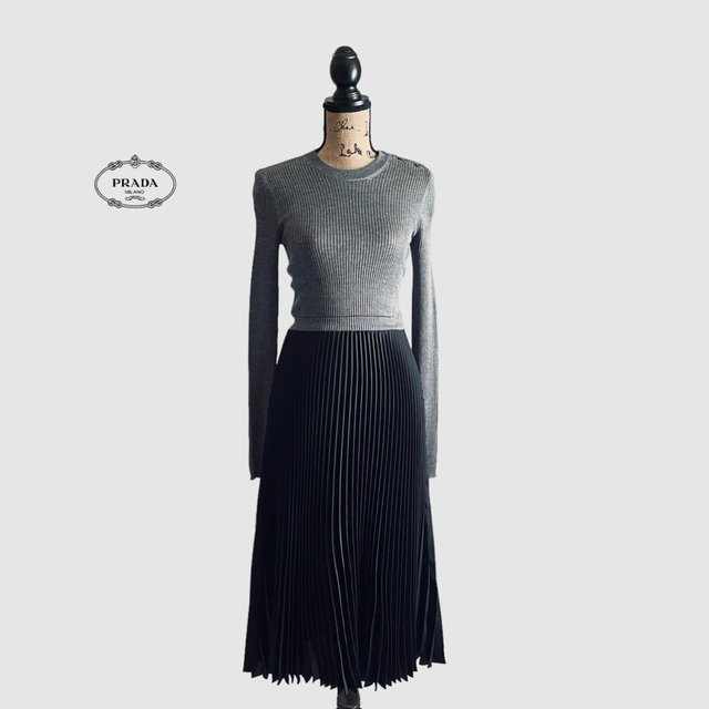 PRADA プラダ ニットプリーツドレス ワンピース 2022特集 www.toyotec.com