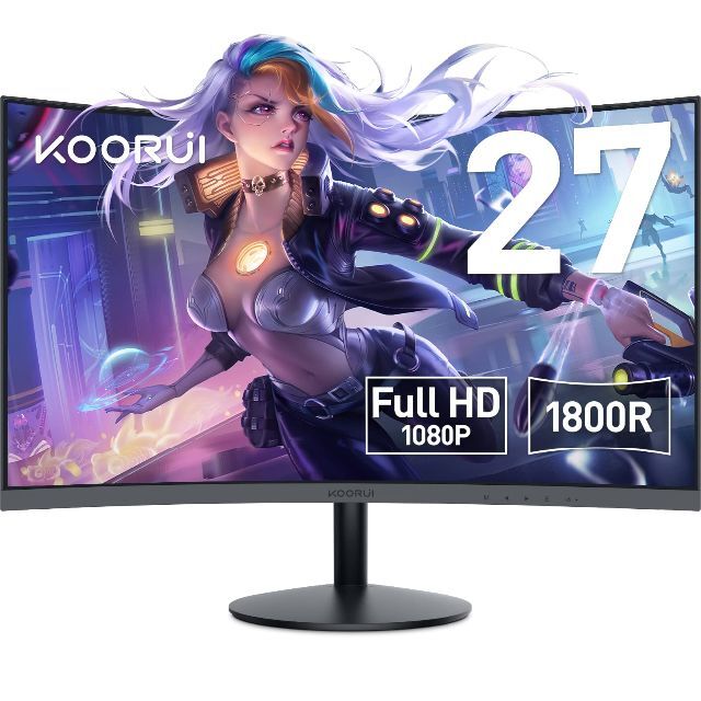 KOORUI モニター 27インチ 75Hz 5ms 曲面 モニター VAパネル