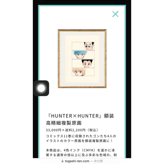 冨樫義博展受注商品　HUNTER×HUNTER 高精細複製原画エンタメ/ホビー