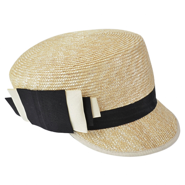 キャスケット帽子 ハット 麦わら リボン バイカラー キャップ レディースの帽子(麦わら帽子/ストローハット)の商品写真