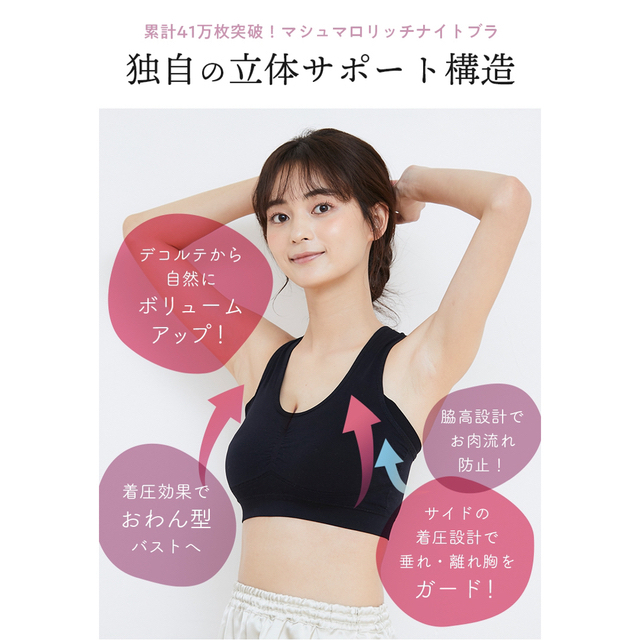 シンデレラ マシュマロ リッチ ナイトブラ ブラック M