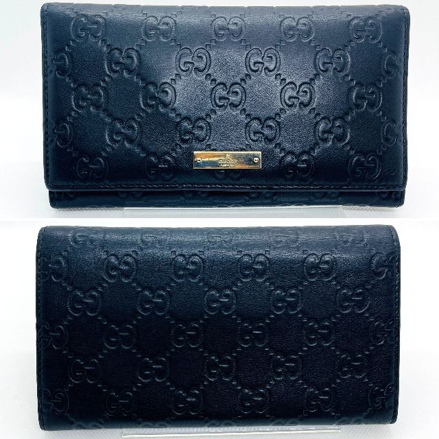 美品】GUCCI グッチシマ GG柄 2つ折り長財布 ブラック 男女兼用 10101
