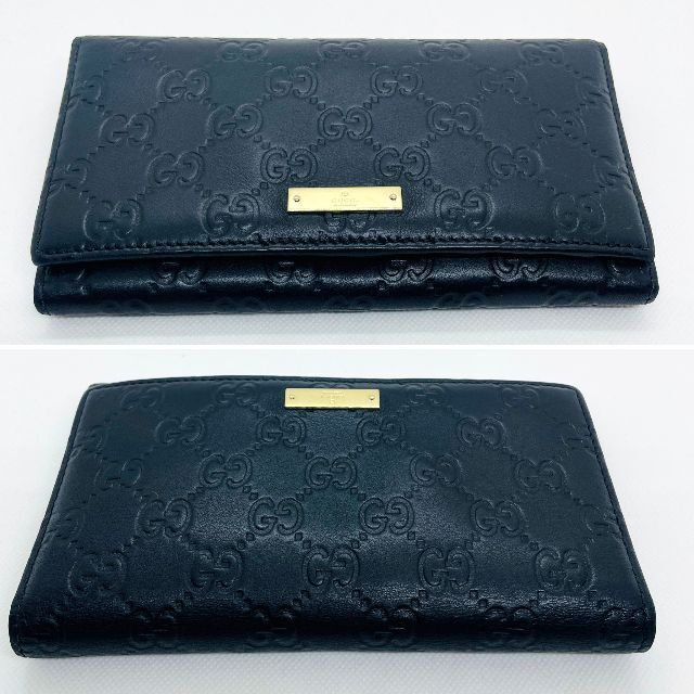美品】GUCCI グッチシマ GG柄 2つ折り長財布 ブラック 男女兼用 10101