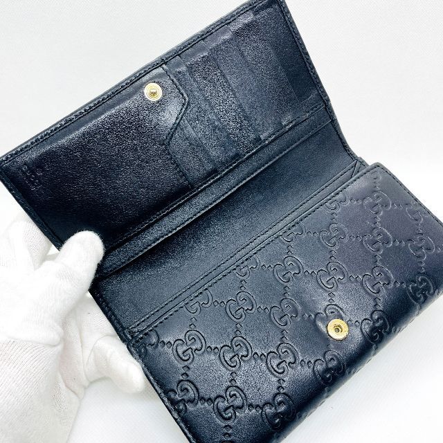 美品】GUCCI グッチシマ GG柄 2つ折り長財布 ブラック 男女兼用 10101