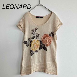 レオナール(LEONARD)のLEONARD レオナール　トップス　ニット　シルク100% バラ(カットソー(半袖/袖なし))